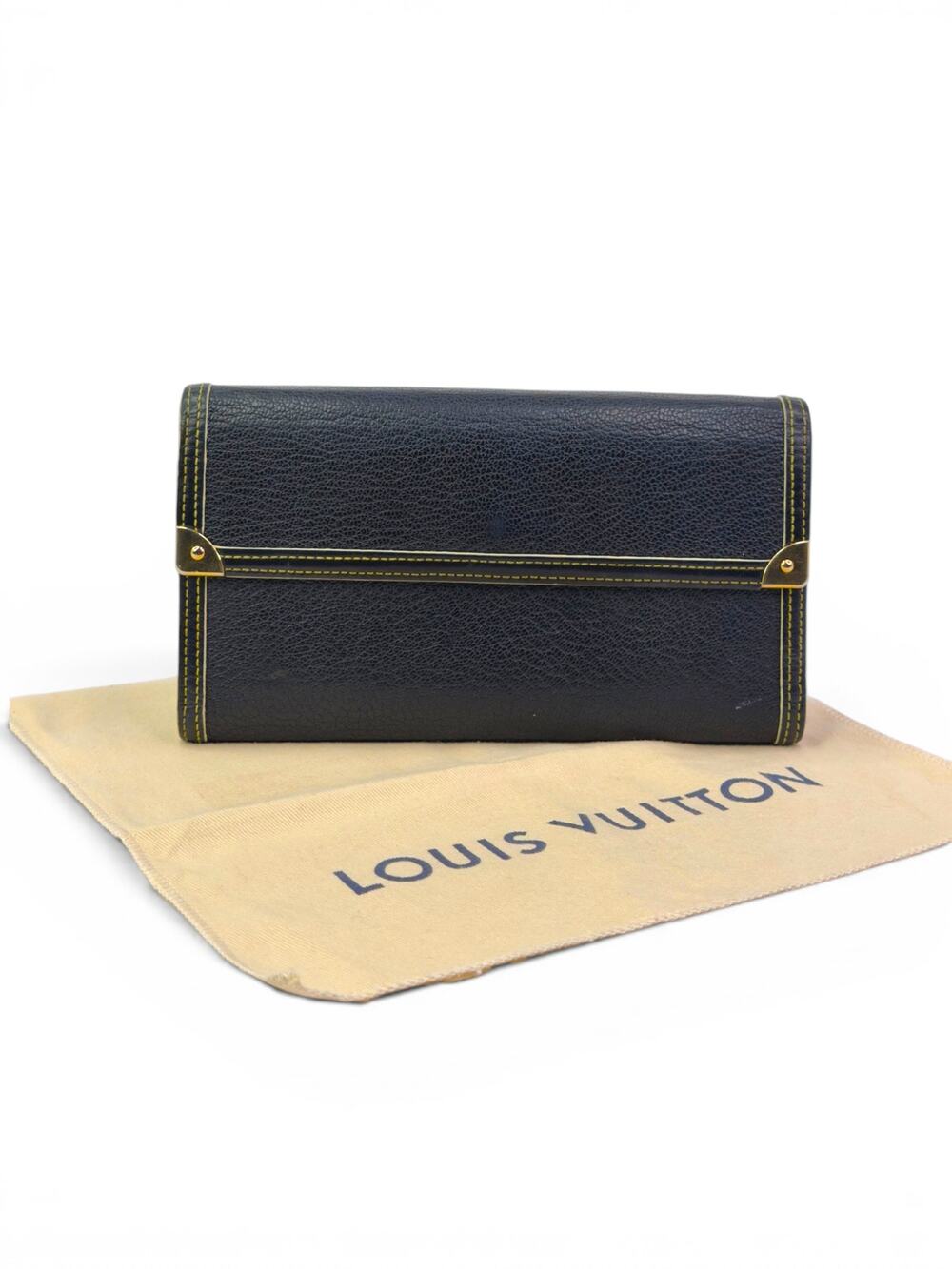 Louis Vuitton Suhali Porte Tresor International Wallet Black Leather W/ Dust Bag